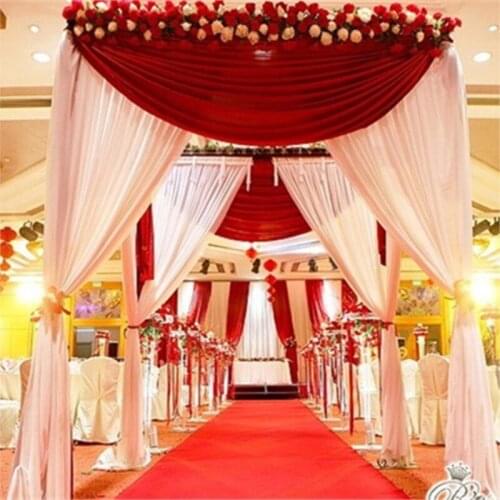 Free Shipping 3M*3M*3M White&Red square canopy drape with stainless steel stand for wedding decoration,wedding stage decor
