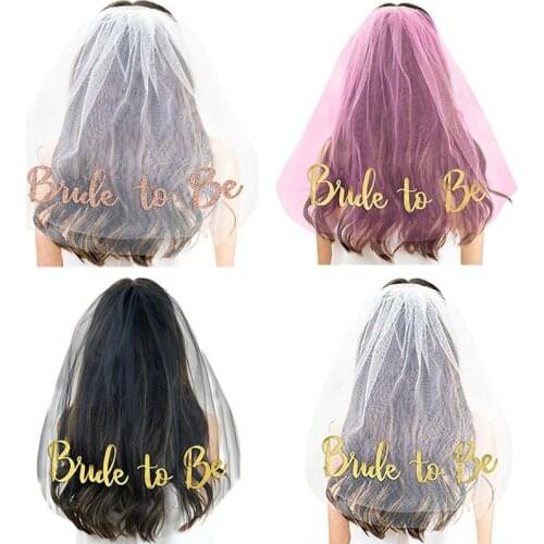 Bachelorette Party Glitter Gold Print Bride To Be Veil Bridal Shower Supplies Engagement Wedding Decoration Hen Night Gift