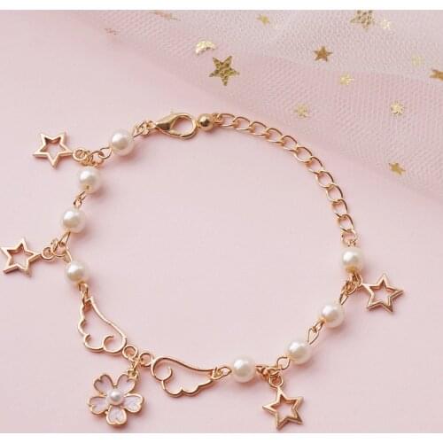 Cardcaptor sakura wings scepter cherry blossoms Japanese Lolita sister stars student bracelet Party birthday Jewelry Accessories
