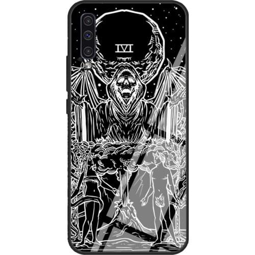 Lovers Tarot Card Grim Reaper Gothic Tempered Glass Case For Samsung A52 A12 A32 A42 A72 A31 A51 A71 A40 A50 A70 A20e A21S
