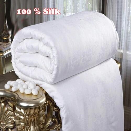 Chpermore high quality 100% Silk Filled Duvets Thick warm Winter Quilt/Comforters 100 % Cotton Cover King Queen Twin Full Size