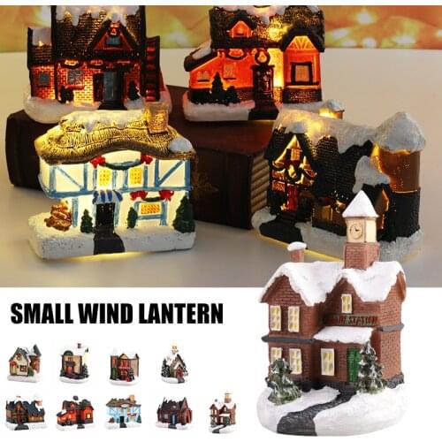 Glow in Dark Resin House Battery Powered Micro Landscape Mini House Innovative Christmas Decorations S55