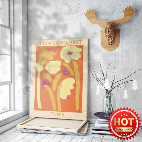 Astrid Wilson Tunis Art Poster, Astrid Flower Market Prints Collection Art Mural, Astrid Retro Art Warm Tone Flowers Home Decor