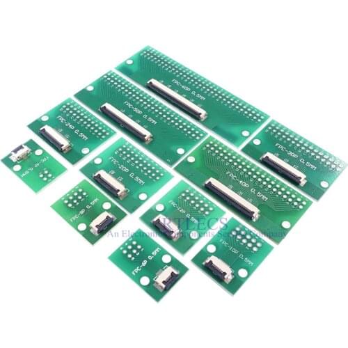 2pcs FPC FFC Cable 4 6 8 10 12 14 15 20 30 40 50 60 Pin 0.5mm pitch Connector Adapter to 2.54 mm 1.0" pitch through hole DIP PCB