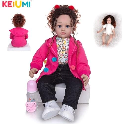 KEIUMI 24 Inch Reborn Babies Doll Cloth Body Fashion Good Looking Newborn Doll Stuffed Girl Doll Toy For Children Birthday Gifts