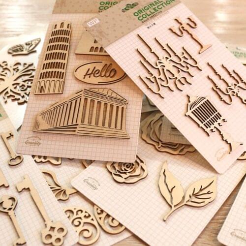 Creative Wood Flourishes For Scrapbooks,Home Decor,Cardmaking,DIY Vintage wood veneer flourishes decorations - 18 designs