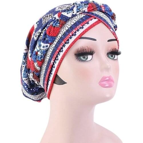 Fashion Hair Cap For Sleeping Cotton Bonnet Twist Braid Bohemian Headcover Hat Headband Styling Haircaring Coloring Turban