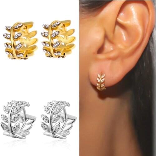 Trendy Shine Rhinestone Earrings Selling Olive Leaves Micro-inlaid Zircon Earrings Olive Branch Boucles Earring For Women