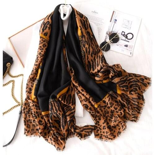 Fashion Winter Scarf For Women Hijab Viscose Warm Leopard Patchwork Scarf Luxury Brand Blanket Wraps Female Scarves And Shawls