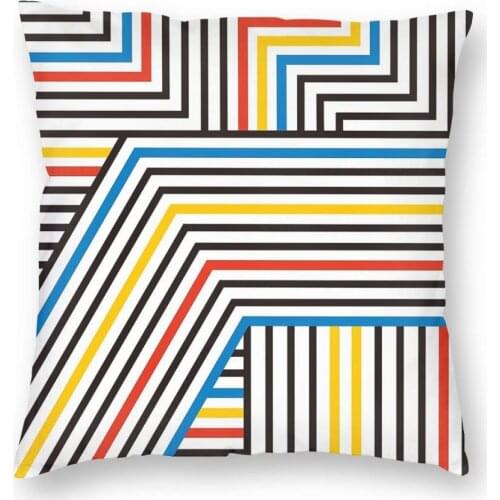 Mondrian Color Dazzle Stripes Pattern Square Pillow Case Throw Pillow Abstract Geometric Art Novelty Cushion Covers