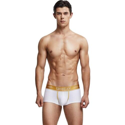 Mens underwear mens underwear boxers 2020comfortableThe European and American fashion Jin Bianchun color cotton boxers