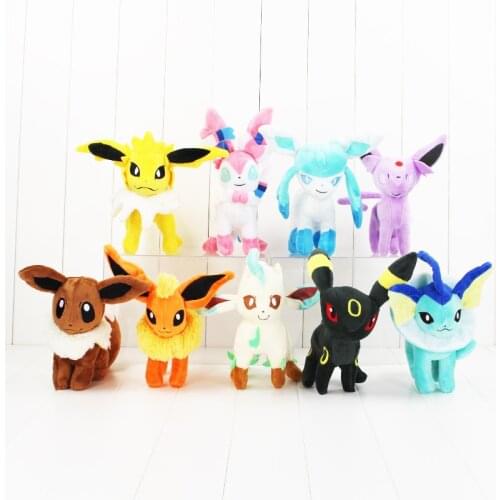 22cm Pokemon Eevee Jolteon Flareon Vaporeon Sylveon Glaceon Leafeon Umbreon Espeon Pikachu Plush Toys Soft Stuffed Doll Kids Toy