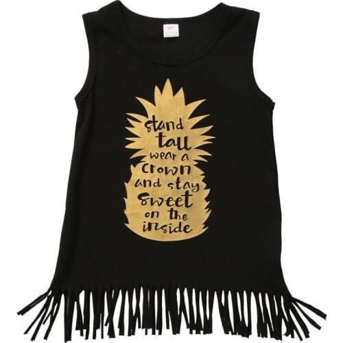 New Fashion Baby Girls Summer Sleeveless Dress Golden Letter Printing Casual Mini Dress Tassel Princess Clothes