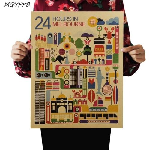 A day in Melbourne Kraft Paper Poster Home Room Decoration Painting Core 50.5x35cm