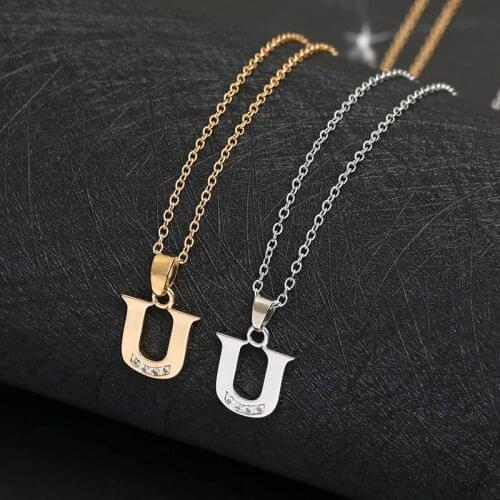 Gift 1 English letter U fashion lucky Monogram necklace 26 alphabet Initial sign mother friend family name gift necklace jewelry