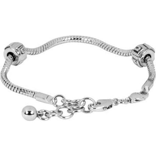 Miasol Designer Silver Plating Snake Chain Charm Lobster Clasp Bracelet Fit Large Hole Beads For Diy Bracelet Jewelry Making