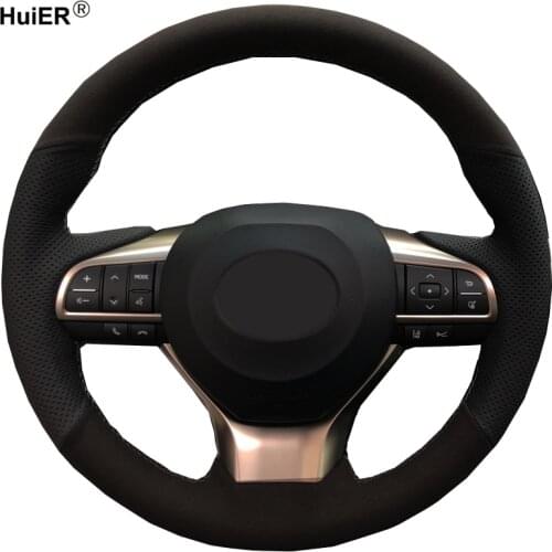 Hand Sewing Car Steering Wheel Cover Auto Wrap Leather Suede For Lexus ES300h 2016 2017 2018 ES350 2016 2017 2018 Carbon Fiber