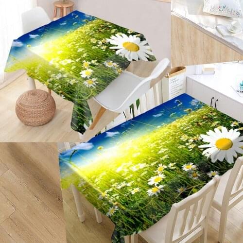 Nature Flowers Custom Table Cloth Oxford Fabric Rectangular Waterproof Oilproof Table Cover Family Party Tablecloth