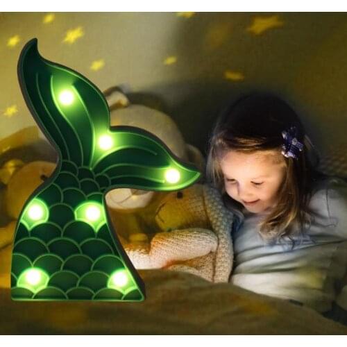 LED Night Light Indoor Wall Lamp for Kids Bedroom Decoration Mermaid Tail Light Star Night Light