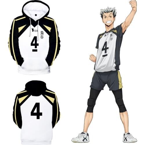Anime Hoodie Haikyuu Fukurodani Academy Sweatshirt boy/girls Uniform Bokuto Koutarou Harajuku Oversized Cosplay bnha Sweatshirts
