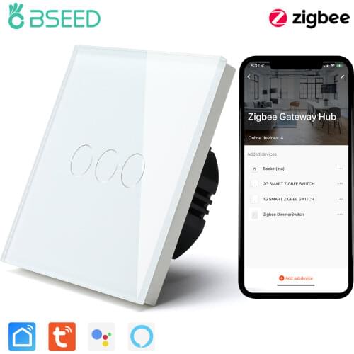 Mvava EU UK Standard Zigbee Type 3 Gang Touch Wifi Light Switches Alexa Smart Life Compatible 3 Colors Home Improvement
