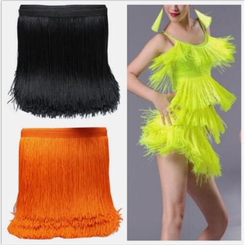1 meter 20cm Long Fringe Lace Tassel Polyester Lace Trim Ribbon Latin dance skirt curtain fringes for sewing HG01