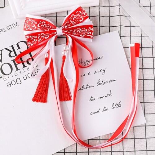 1PCS Children Chinese Style Big Bow Hairpin Red Pink Ribbon Adult Bow knot Duck Mouth Hair Grips HeadWear Hair Accessories