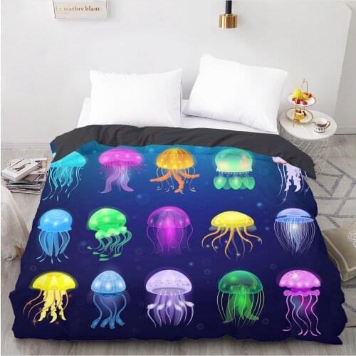1PCS Duvet Cover,3D Printing Quilt Cover 240x220/200x200/140x200/180x210,Colorful Jellyfish Bedding King/Double/Queen Drop Ship