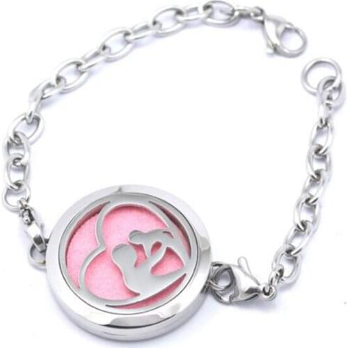 10pcs/lot 30mm Stainless Steel Magnet Open Women Mother And Kids Essential Oil Aroma Diffuser Perfume Locket Bracelet