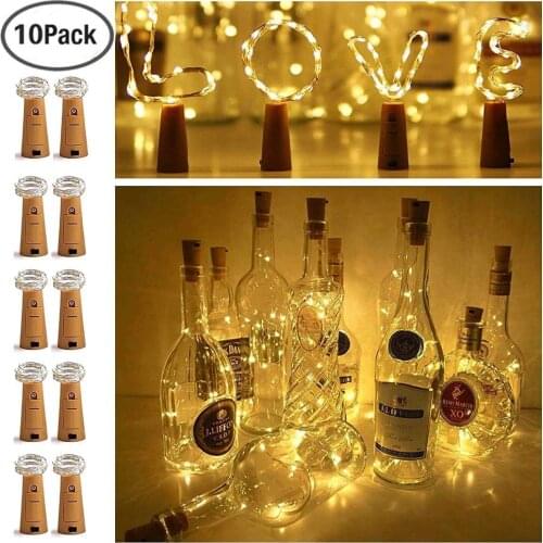 10 Pack LED Wine Bottle Cork Light Fairy Lights 2M Copper wire Lighting String Decorative Lighted bottle for Wedding Xmas Party