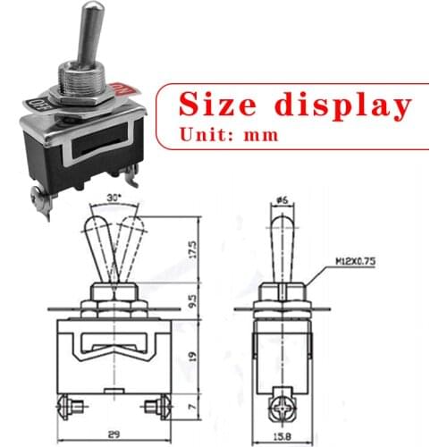 12MM Miniature On Off Small SPST Toggle Switch Heavy Duty 6A 125VAC 3A 250VAC