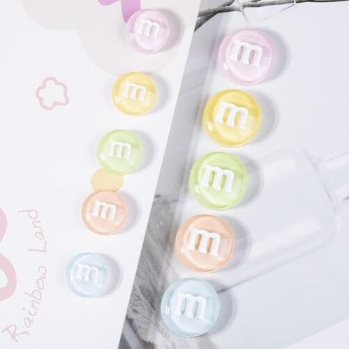 20Pcs Mixed Mini Transparent M Chocolate Candy Flat Back Resin Cabochons Scrapbooking DIY Jewelry Craft Decoration Accessories