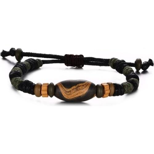 2021 Trendy European And American Style For Mens Jewelry Porcelain Bead Braided Hemp Rope Unique And Personalited Bracelet