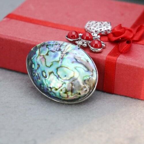 34*52mm sea shells paua shell beads short stripe red coral pendant decoration jewelry making design wholesale