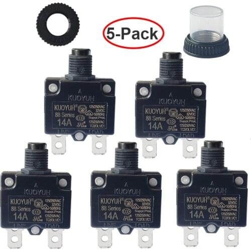 5 sets Kuoyuh 88 series 14A plastic nut resettable thermal motor protection circuit breaker