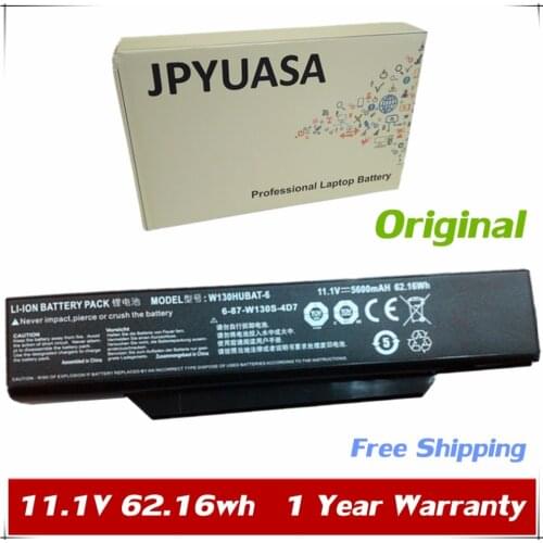 7XINbox 11.1V 5600mAh 62.16wh Original W130HUBAT-6 Laptop Battery For Clevo W130S W255CEW 6-87-W130S-4D72