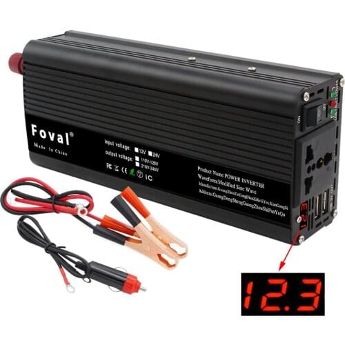 LED Display Car Inverter DC 12V to AC 220V 1500W/2000W/2600W Portable Charger Converter Adapter Universal Socket Auto Accessorie
