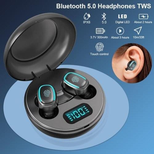 A10 TWS Wireless Bluetooth 5.0 Earphones Noise Cancelling IPX6 Waterproof LED Display Screen In-ear Headset Stereo Earbuds