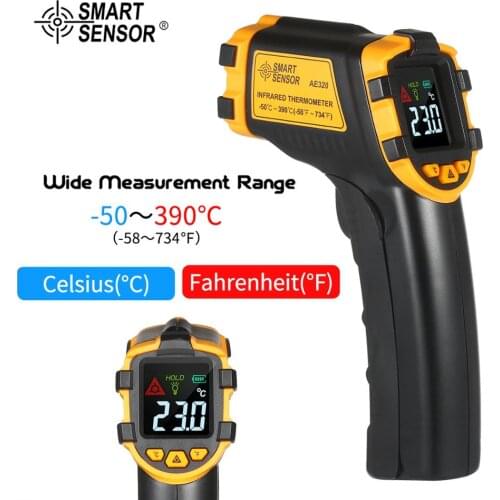 SMART SENSOR -50~390℃ Handheld Mini Digital Non-contact Industrial IR Infrared Thermometer Temperature Tester Pyrometer