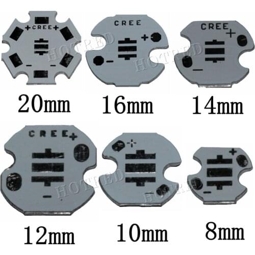 Cree XPE XP-E /XTE XT-E/XPG XP-G 3535LED PCB Aluminum board 20mm 16mm 14mm 12mm 8mm For DIY LED Light 100PCS/LOT