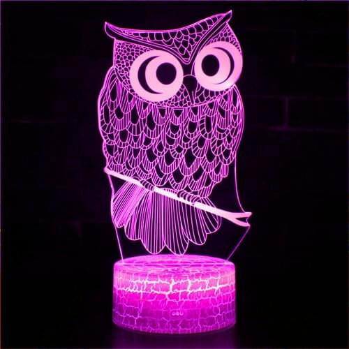 Animal Childrens Night Light 3D LED Night Light Creative Bedside Table Lamp Romantic Owl Light Kids Gril Home Decoration Gift