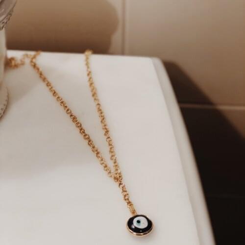 GULCE DERELI, BLUE LARGE EVIL EYE CHARM, AMULET, CHARM NECKLACE, CHAIN NECKLACE, NEW SEASON, GIFT BOX, GOLD/SILVER PLATED