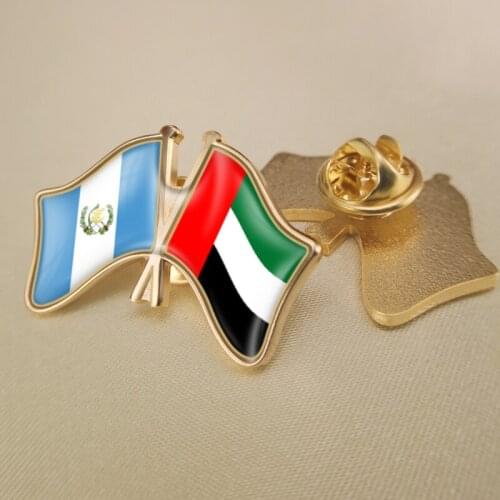 Guatemala and United Arab Emirates Crossed Double Friendship Flags Lapel Pins Brooch Badges