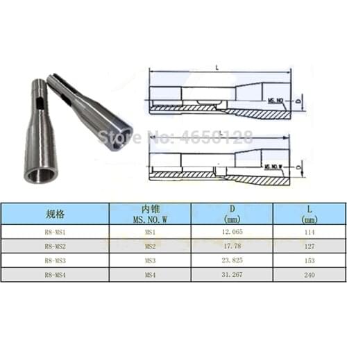 R8 Shank To MT1 MT2 MT3 R8 Drill Chuck Arbor Morse Taper cone Adapter Sleeve
