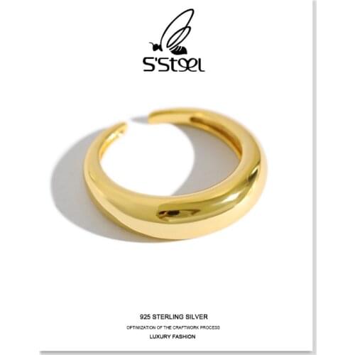 SSTEEL Real Sterling Silver Rings Female Geometry Resizable Handmade Anillos Plata 925 Para Mujer Bijoux Femme 2021 Jewelry