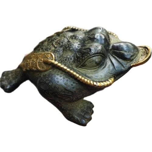 Collect pure copper three legged toad Zhaocai Wangcai town house Fengshui office living room home decoration