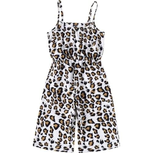 Pudcoco 3-24M Romper Baby Girls Boys Summer Sleeveless Leopard Print Suspender Strap Loose Flare Trousers Jumpsuit Leotard
