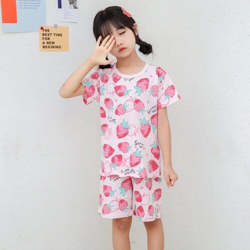 Children Short Sleeve Suit 2021 Summer New Print Pure Cotton Breathable T-shirt Shorts 2 Piece Set Boys Girls Clothes 3-12 Years