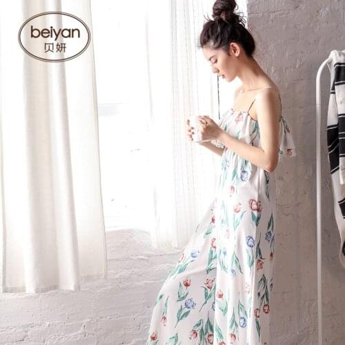 Summer And Autumn Cotton Ladys Sleepwear Sexy Suspender Girl Sweet-Skirts Slim Housewear