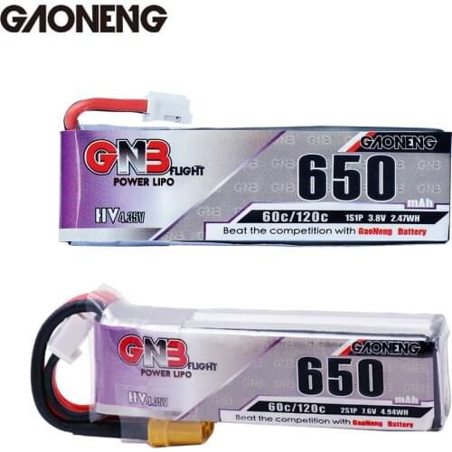 Gaoneng GNB Lipo Battery 650mAh 60C 2S HV With JST XT30 Plug For Emax Tinyhawk Kingkong LDARC TINY Whoop BetaFPV Drone